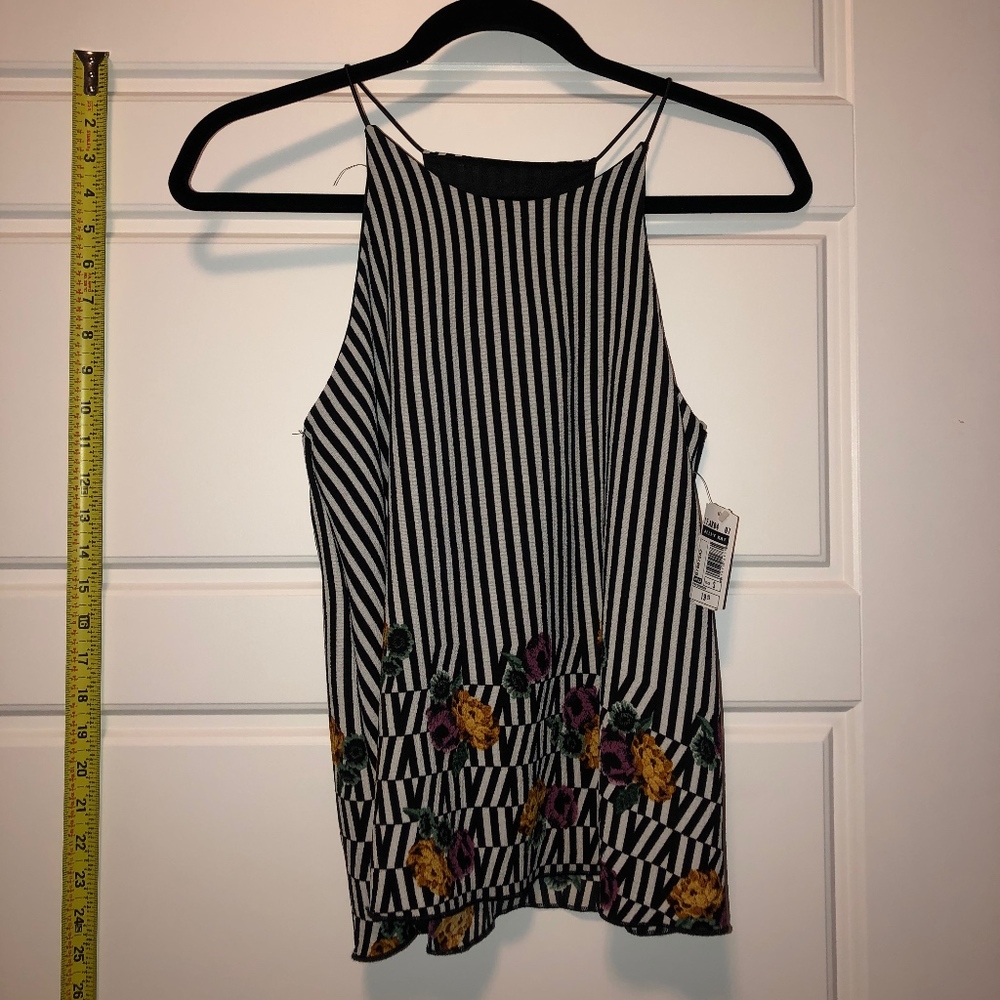 Black and White Tank Top with Floral